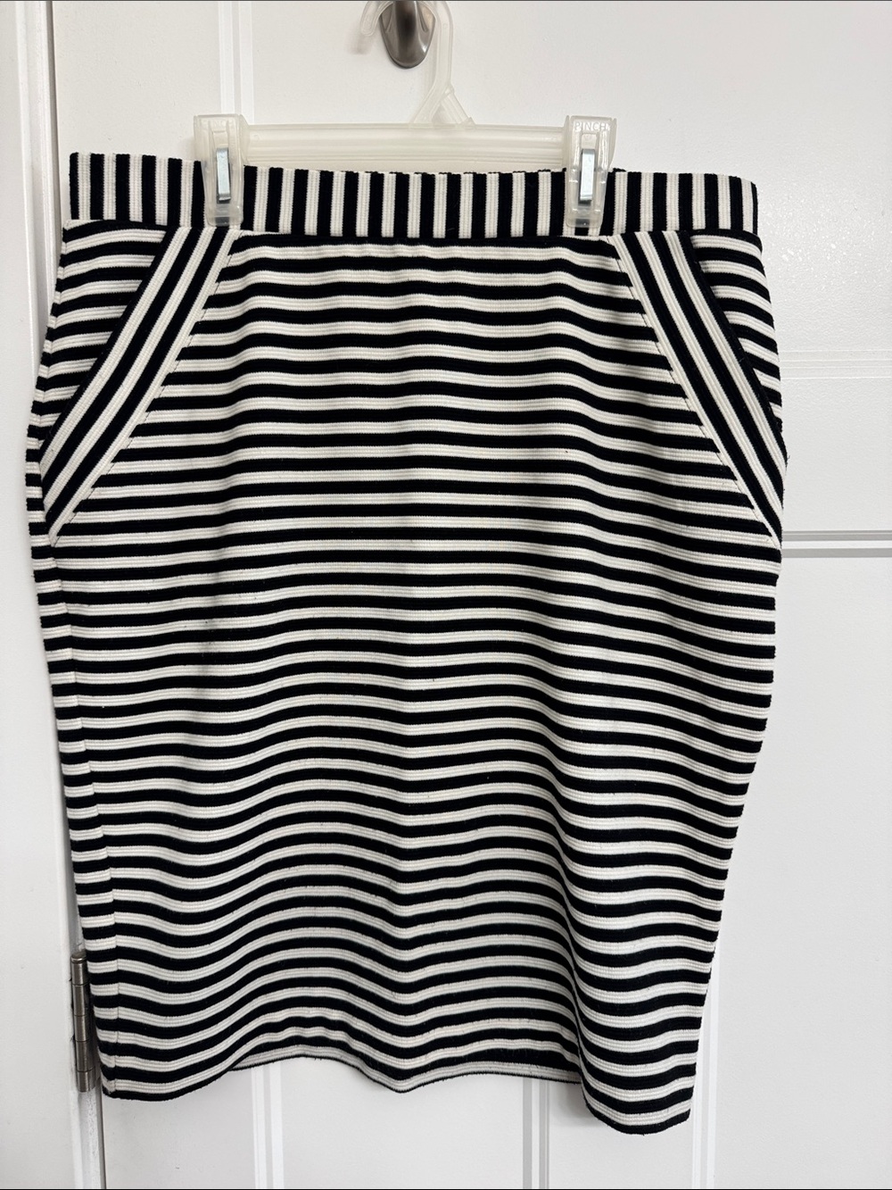 Elle Black & White Striped Pencil Skirt